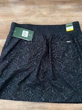 Orvis Black Floral Active Skort with Zip Pockets NWT Size Small